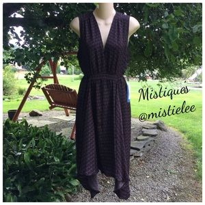 VERA VERA WANG Paradise Found Deep V Summer Uneven Hem Size L NWT